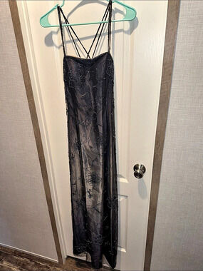 Black Floral Embroidered Maxi Dress Like New